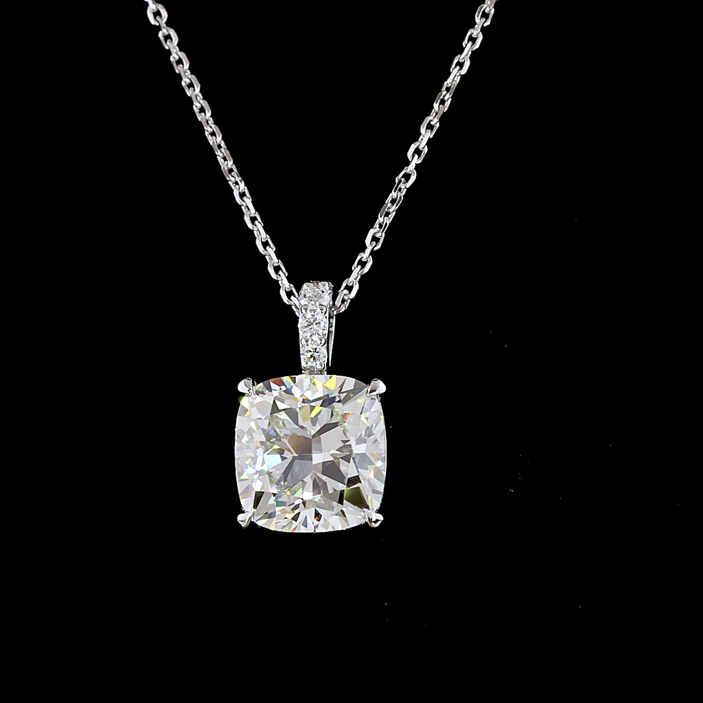 3.4 Cts 14k White Gold Cushion Modified Shape Pendant Pendant - Image 3