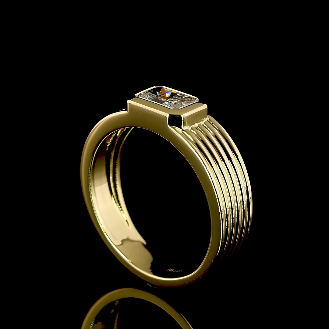 1.02 Cts 14k Yellow Gold Radiant Shape Solitaire Ring - Image 2