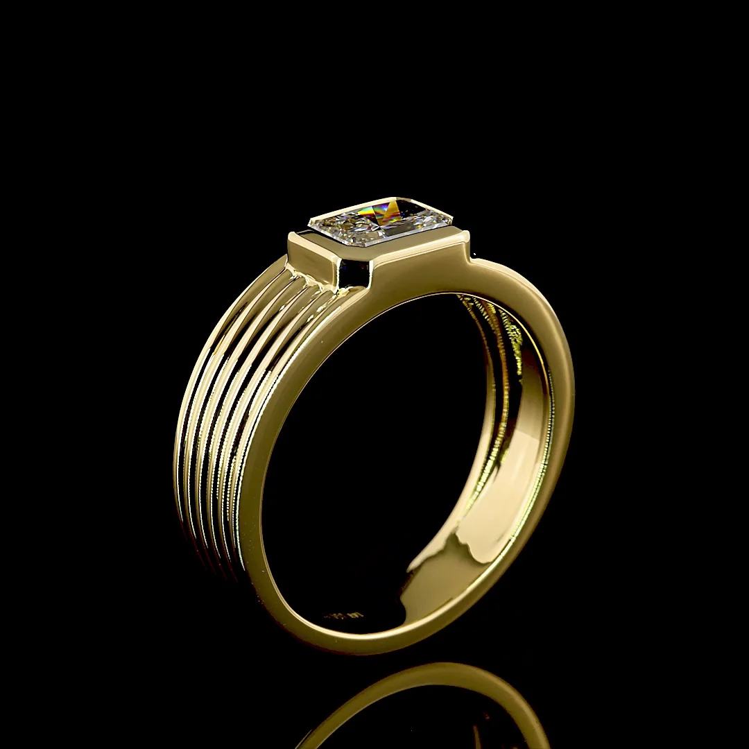 1.02 Cts 14k Yellow Gold Radiant Shape Solitaire Ring - Image 4