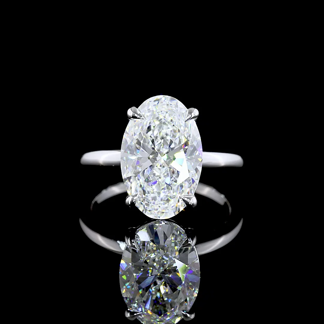 5.01 Cts 14k White Gold Oval Shape Solitaire Ring - Video