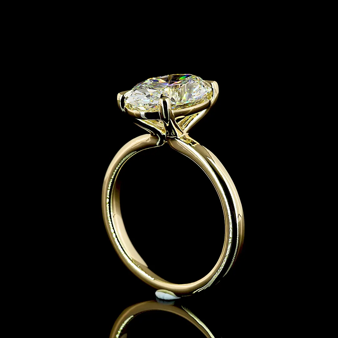 4.08 Cts 14k Yellow Gold Oval Shape Solitaire Ring - Image 2