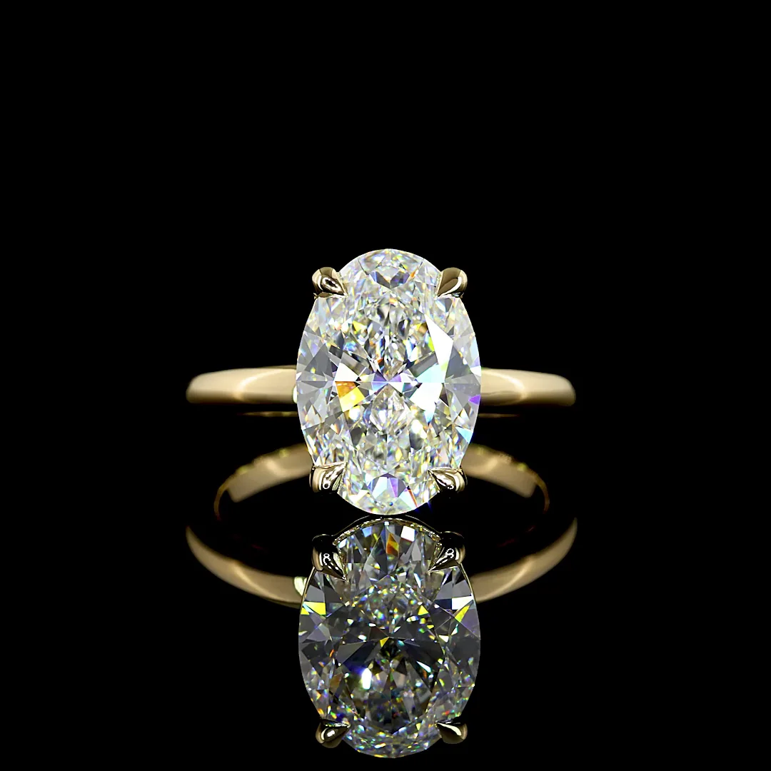 4.08 Cts 14k Yellow Gold Oval Shape Solitaire Ring - Video