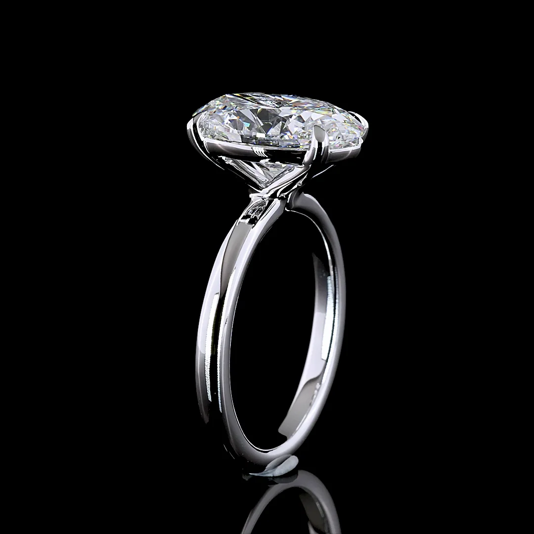 4.04 Cts 14k White Gold Oval Shape Solitaire Ring - Image 4
