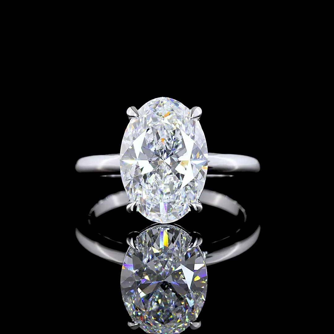 4.04 Cts 14k White Gold Oval Shape Solitaire Ring - Video