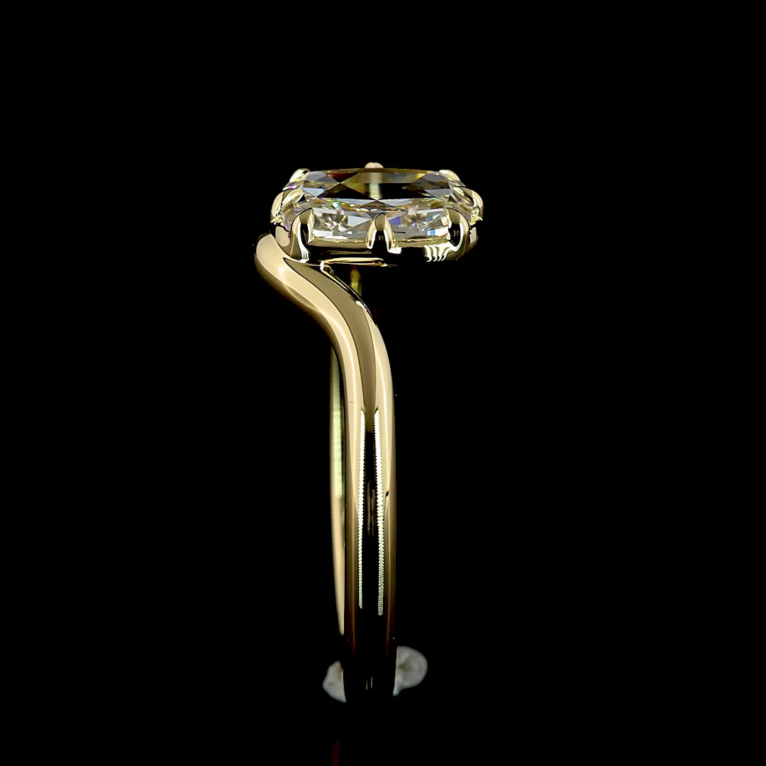 1.04 Cts 14k Yellow Gold Rose Cut Cushion Shape Solitaire Ring - Image 2