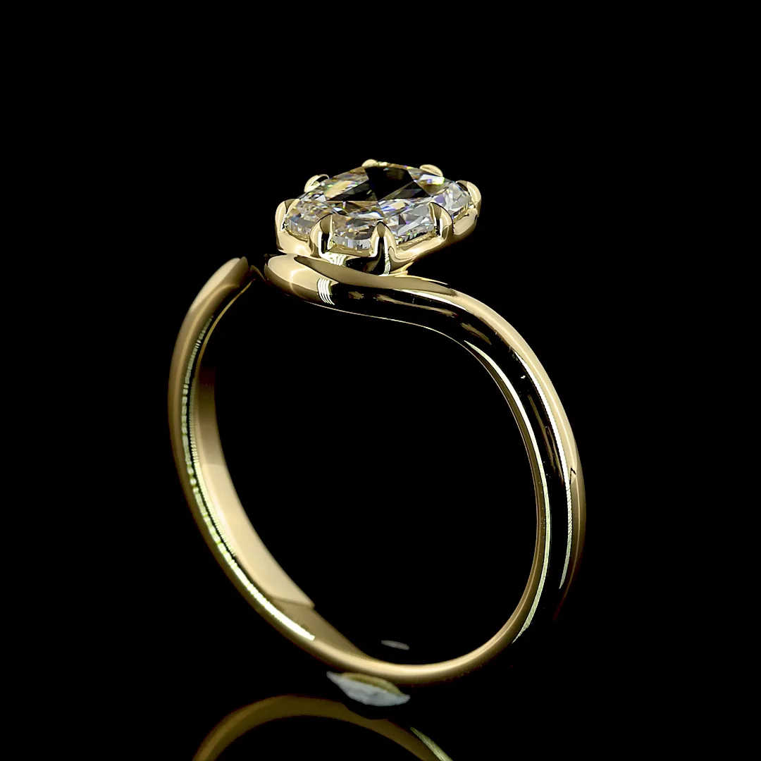 1.04 Cts 14k Yellow Gold Rose Cut Cushion Shape Solitaire Ring - Image 4