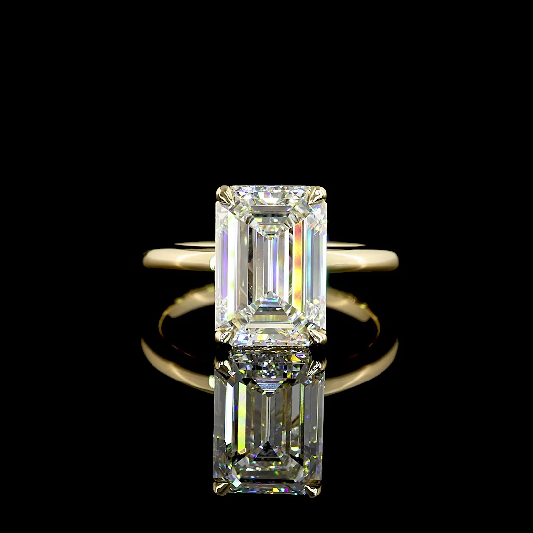 5.02 Cts 14k Yellow Gold Emerald Shape Solitaire Ring - Video