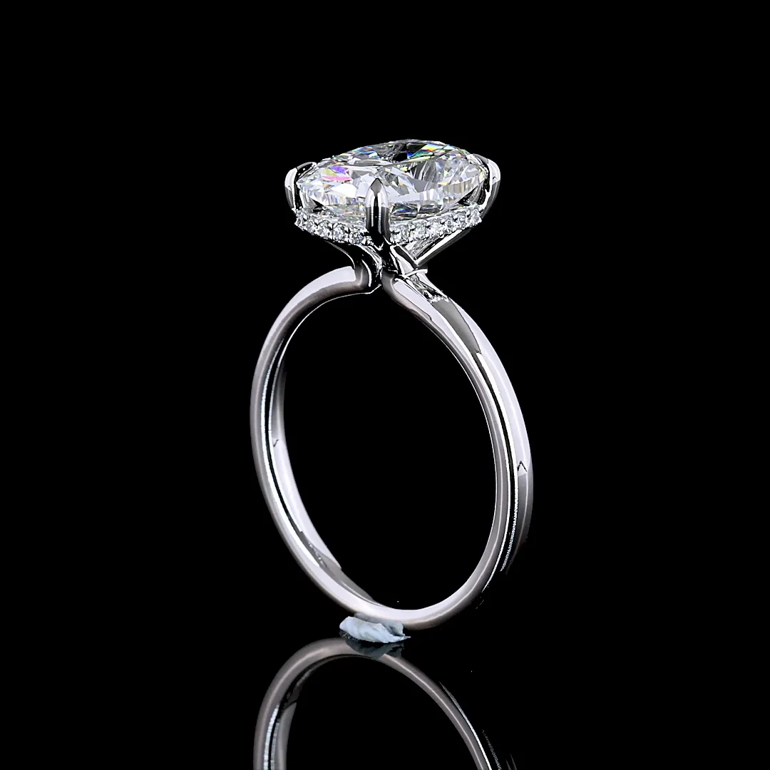 3.19 Cts 14k White Gold Cushion Brilliant Shape Hidden Halo Ring - Image 4