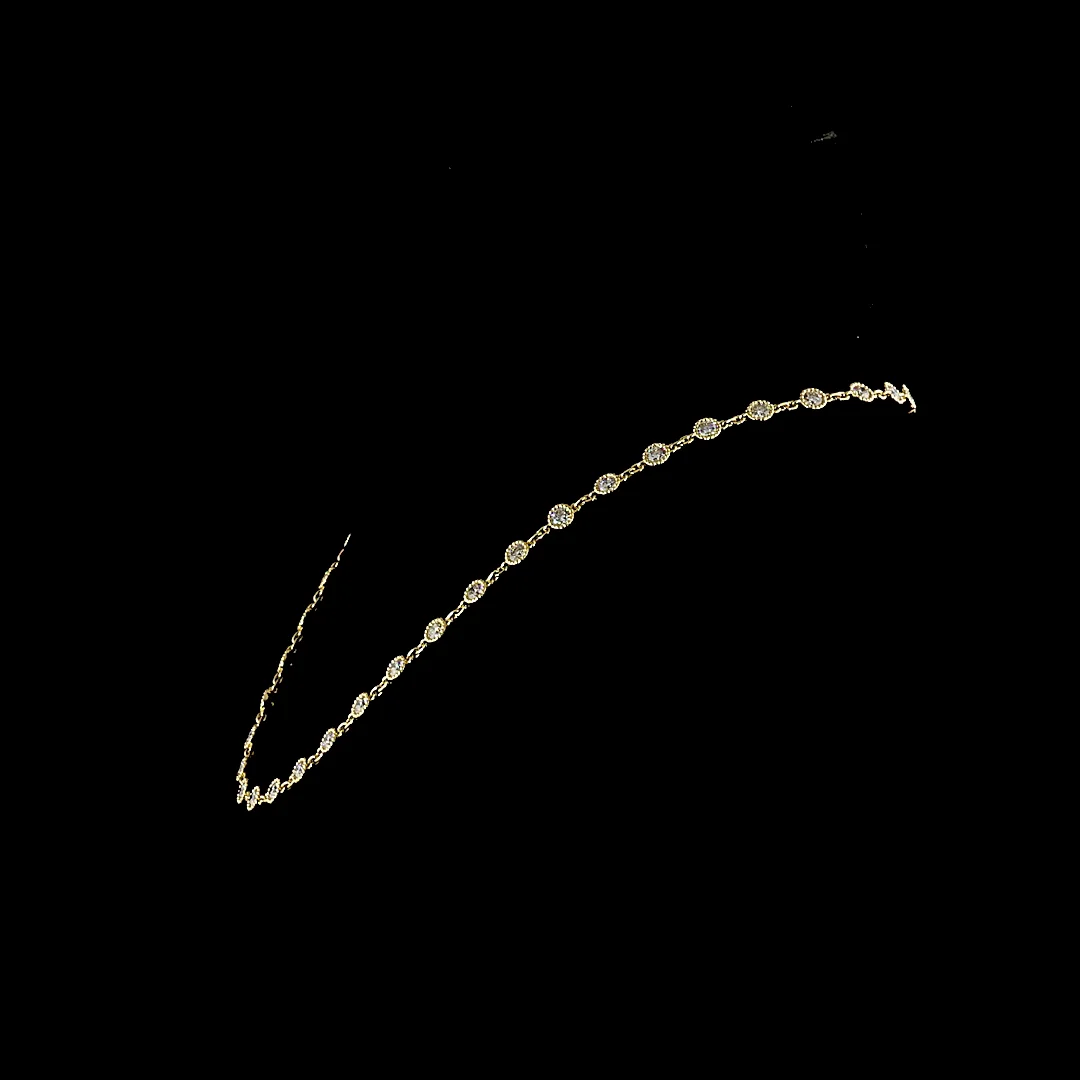 5.88 Cts 14k Yellow Gold Round Shape Station Necklace - Image 2