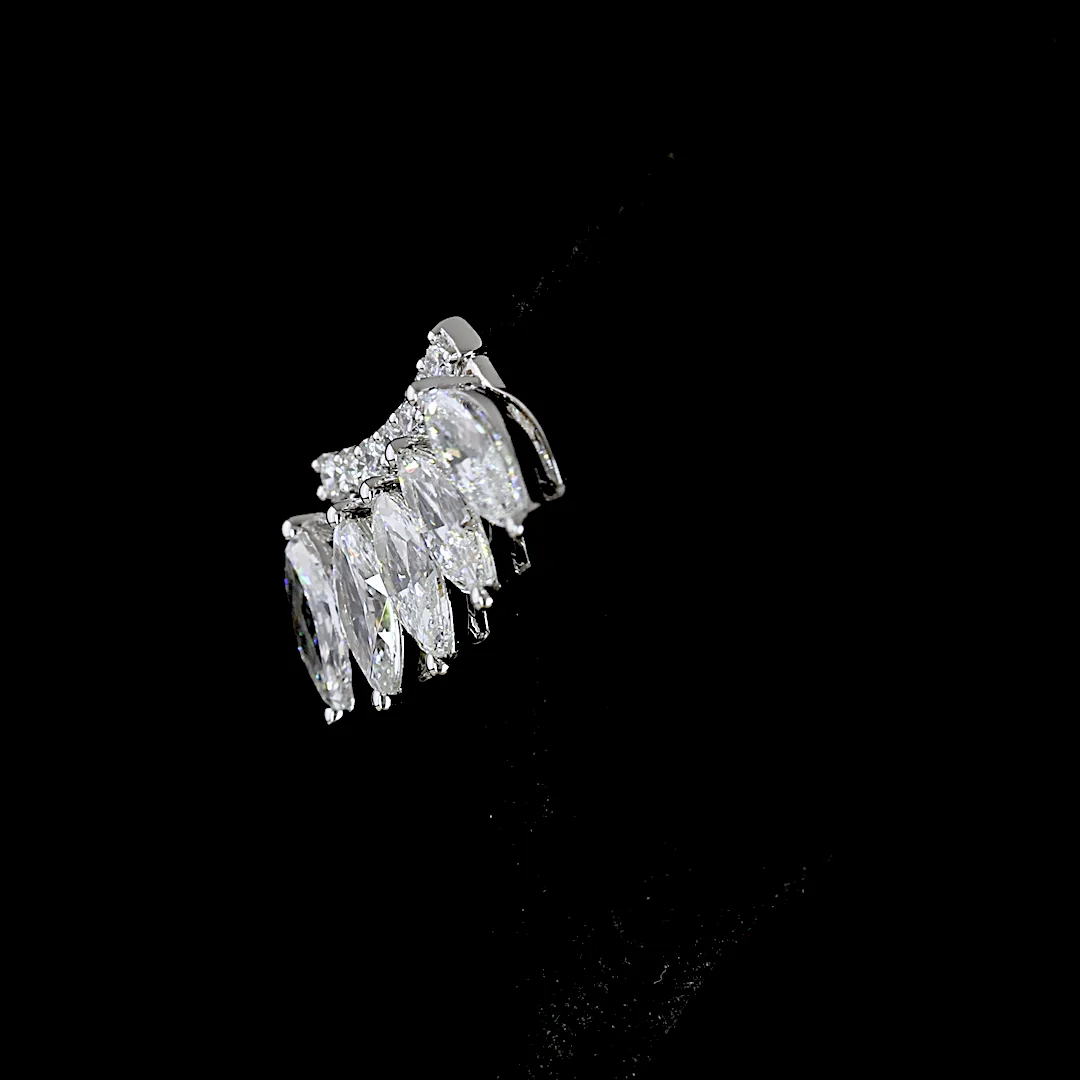 1.27 Cts 14k White Gold Marquise Shape Crawler Earring - Image 2