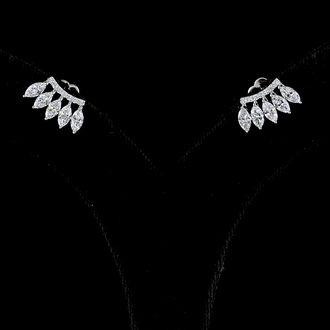 1.27 Cts 14k White Gold Marquise Shape Crawler Earring - Video
