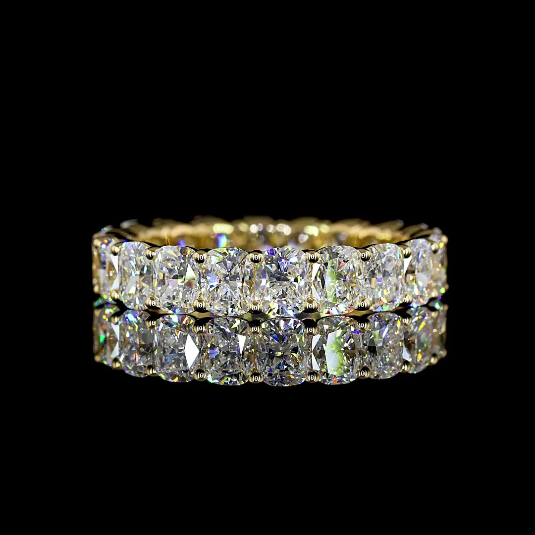 4.36 Cts 14k Yellow Gold Cushion Brilliant Shape Eternity Band Eternity Band - Video