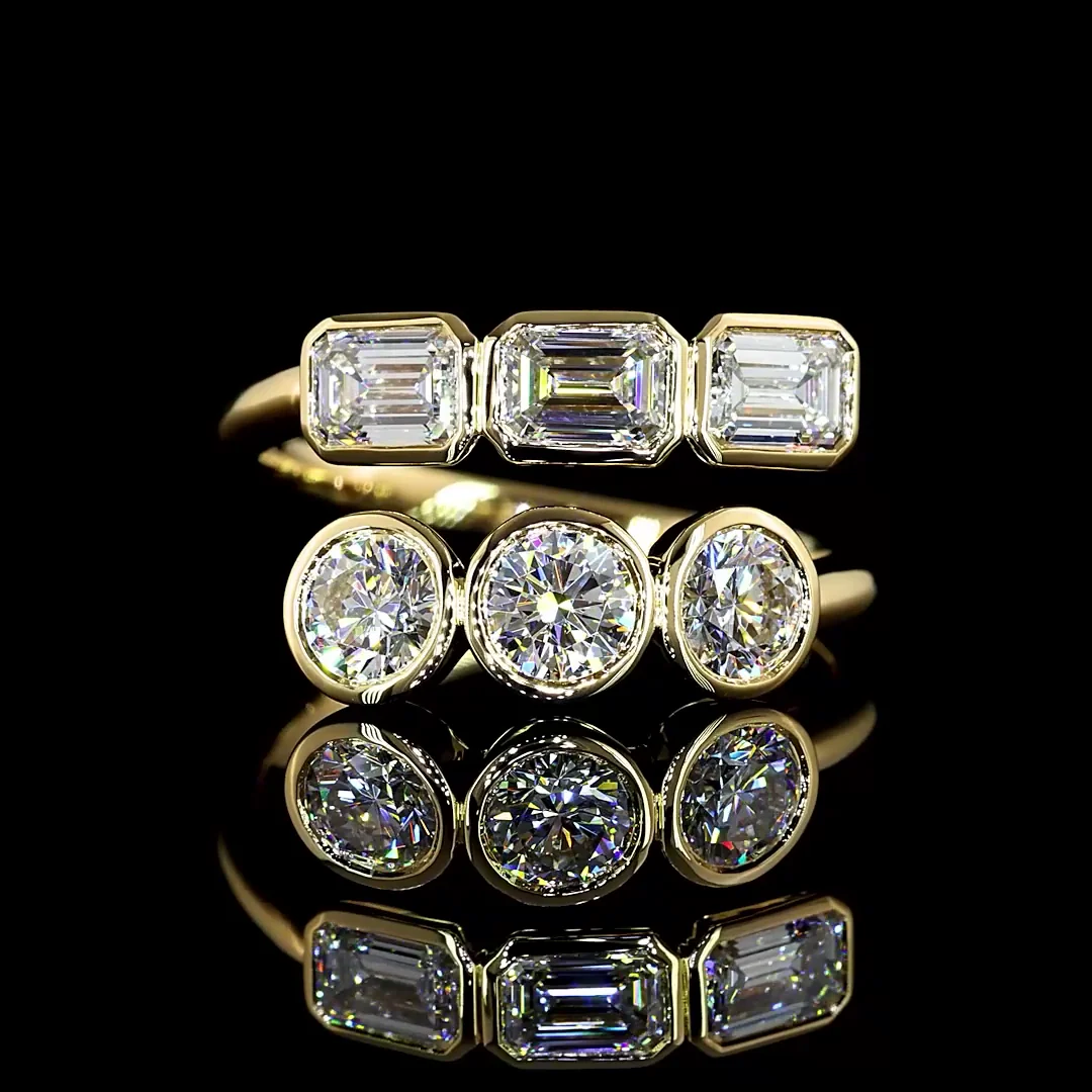 1.78 Cts 14k Yellow Gold Emerald Shape Special Eternity Band - Video