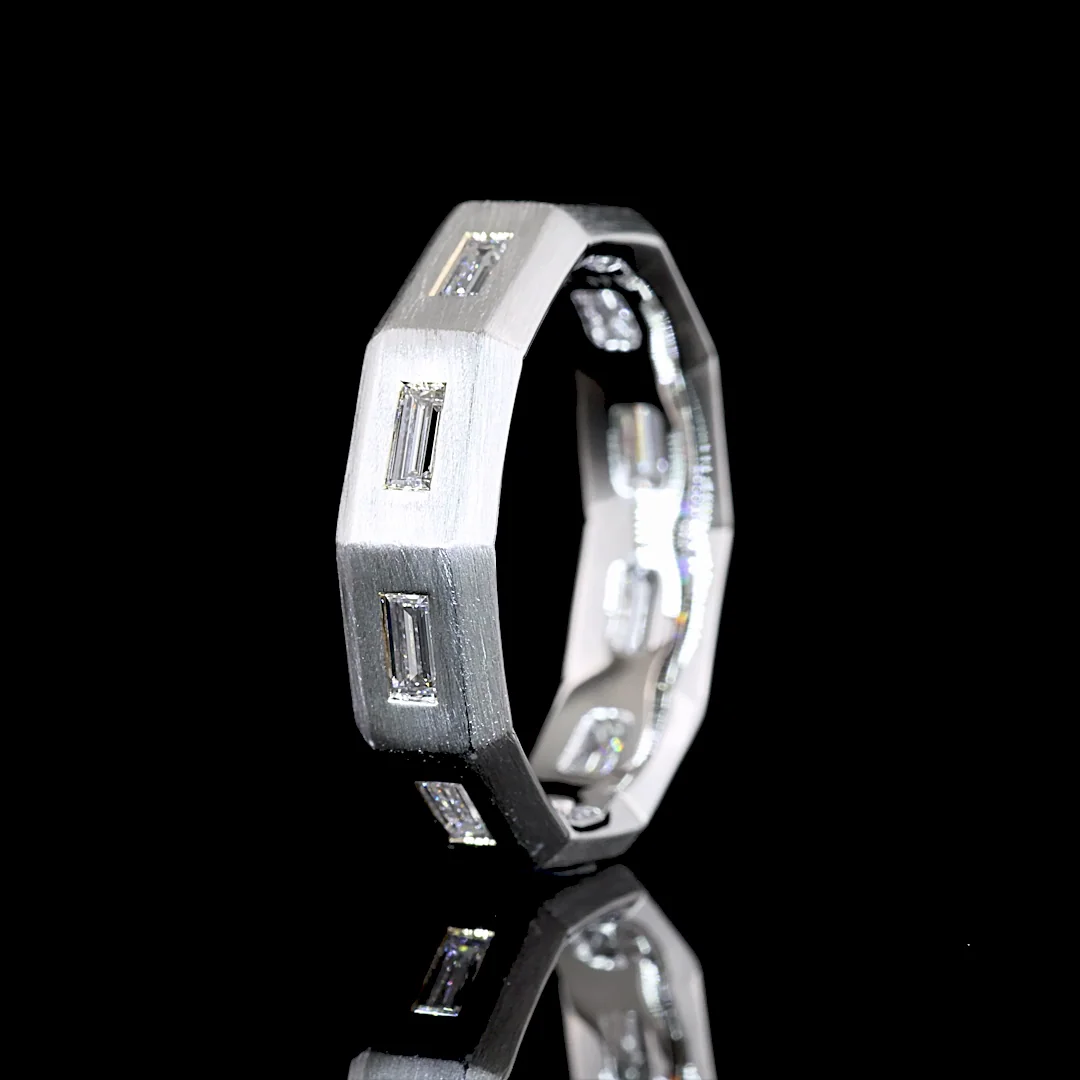 0.99 Cts 14k White Gold Baguette Shape Eternity Band Eternity Band - Image 4