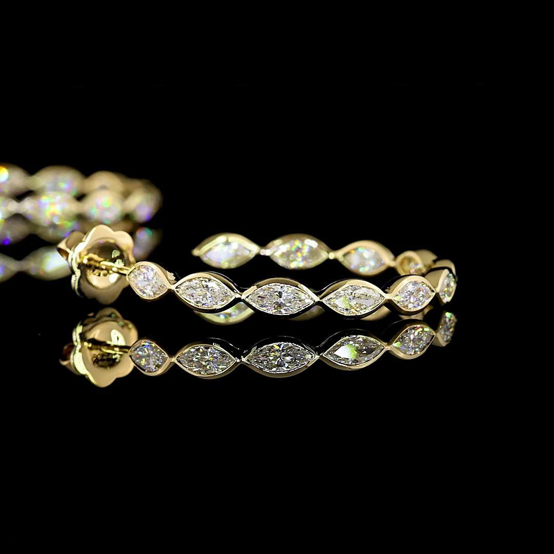 3.13 Cts 14k Yellow Gold Marquise Shape C Hoops Earring - Image 2