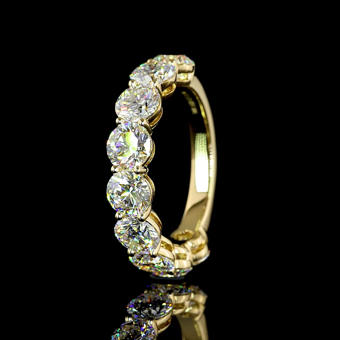 3.97 Cts 14k Yellow Gold Round Shape 3/4 Band Eternity Band - Image 4