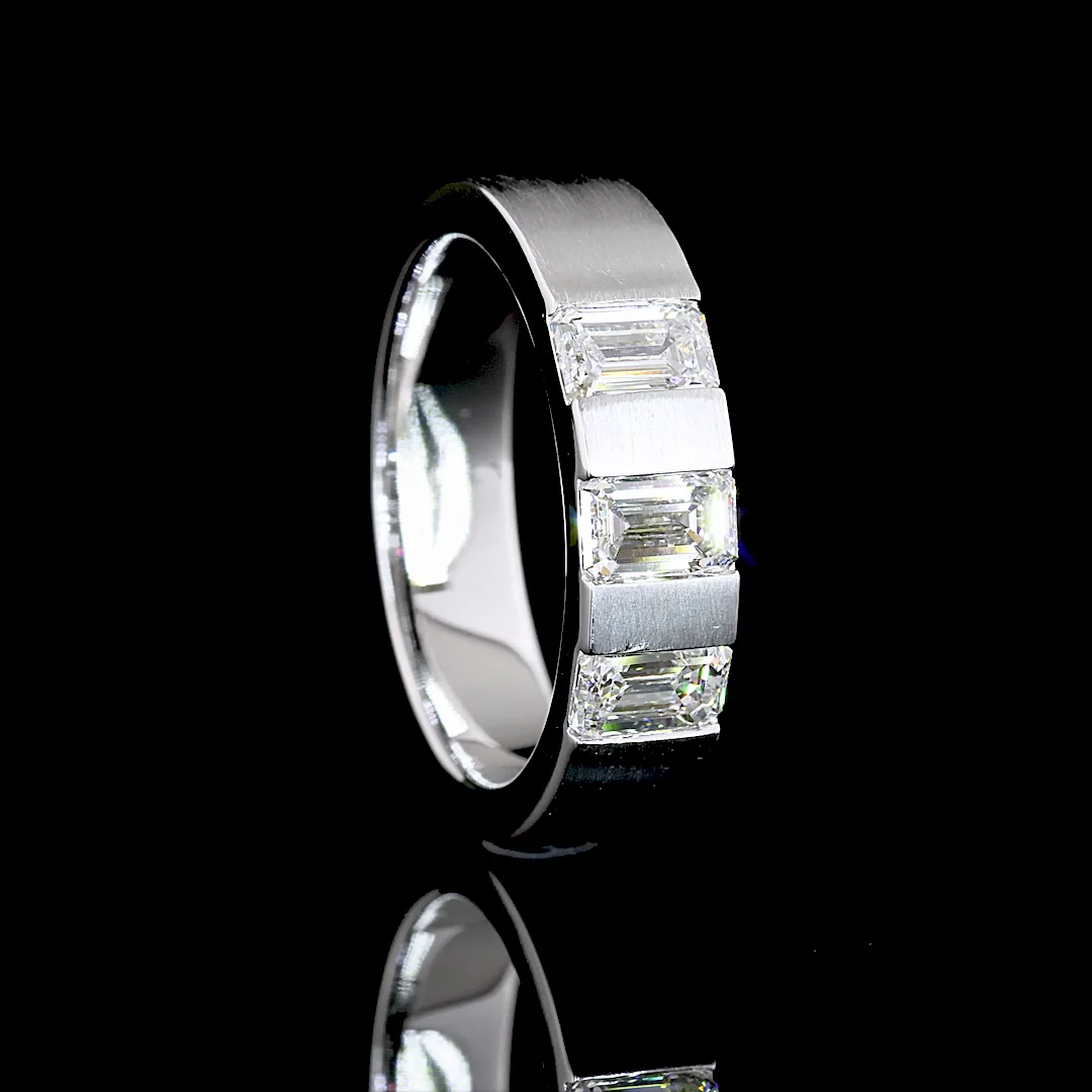 1.57 Cts 14k White Gold Emerald Shape Eternity Band Eternity Band - Image 2