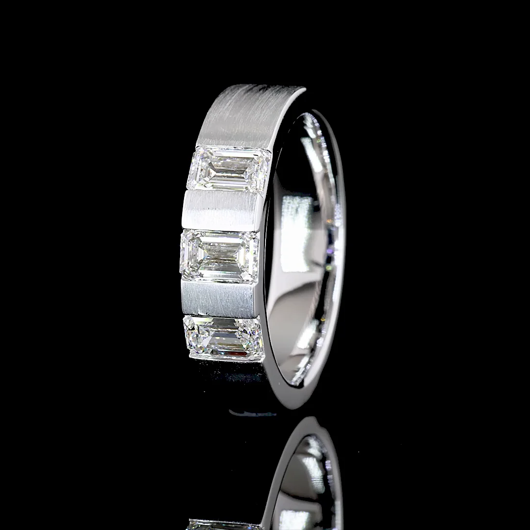 1.57 Cts 14k White Gold Emerald Shape Eternity Band Eternity Band - Image 4