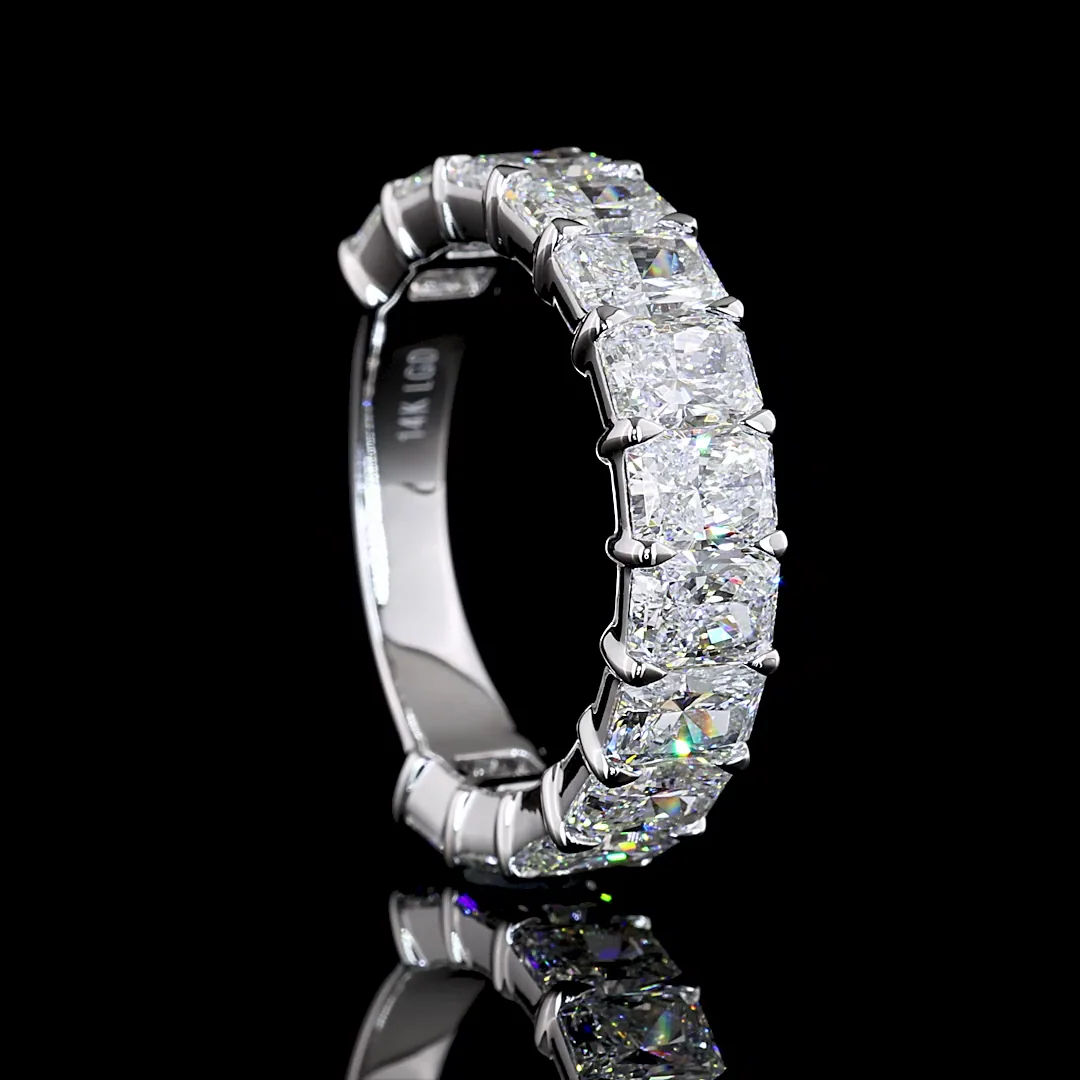 4.59 Cts 14k White Gold Radiant Shape 3/4 Band Eternity Band - Image 2