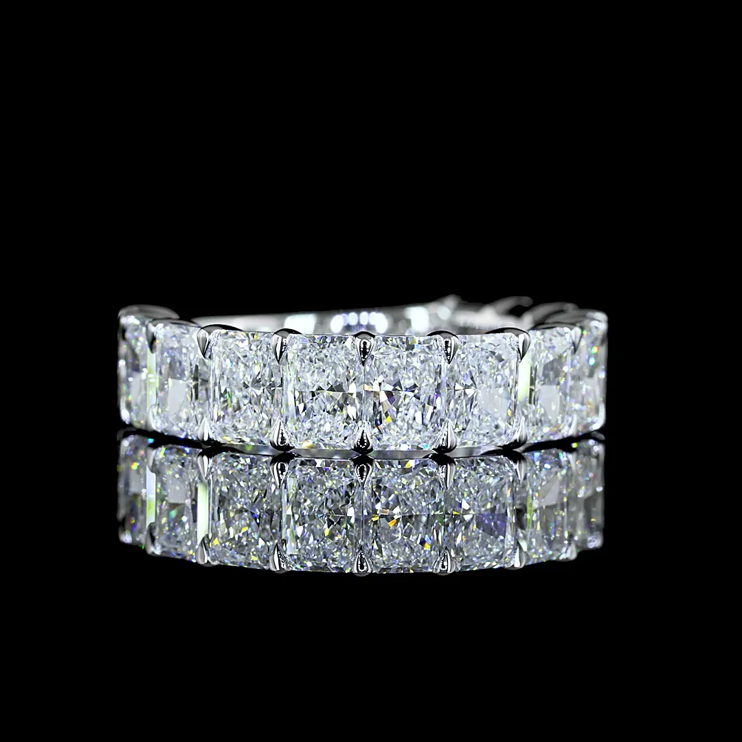 4.59 Cts 14k White Gold Radiant Shape 3/4 Band Eternity Band - Video