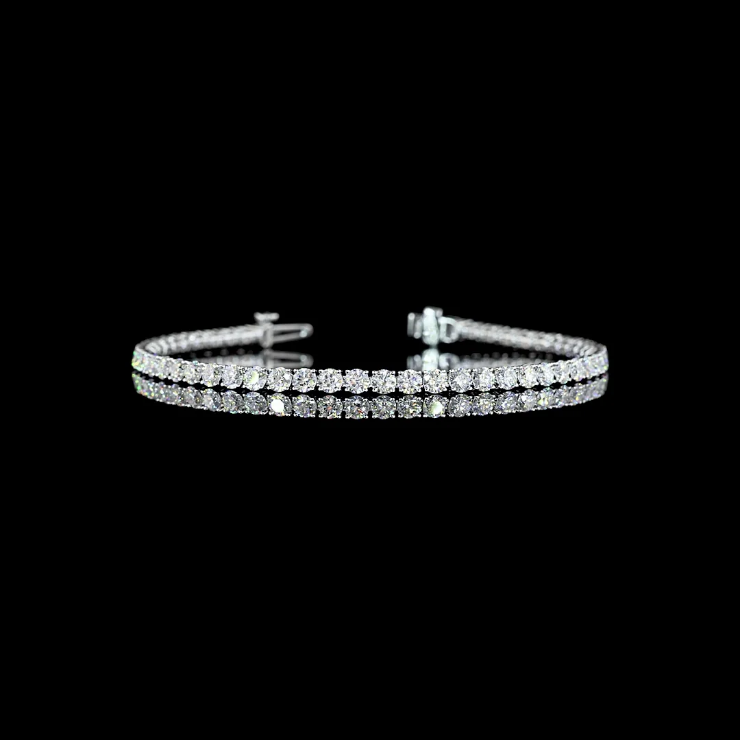 5.51 Cts 14k White Gold Round Shape Tennis Bracelet - Video