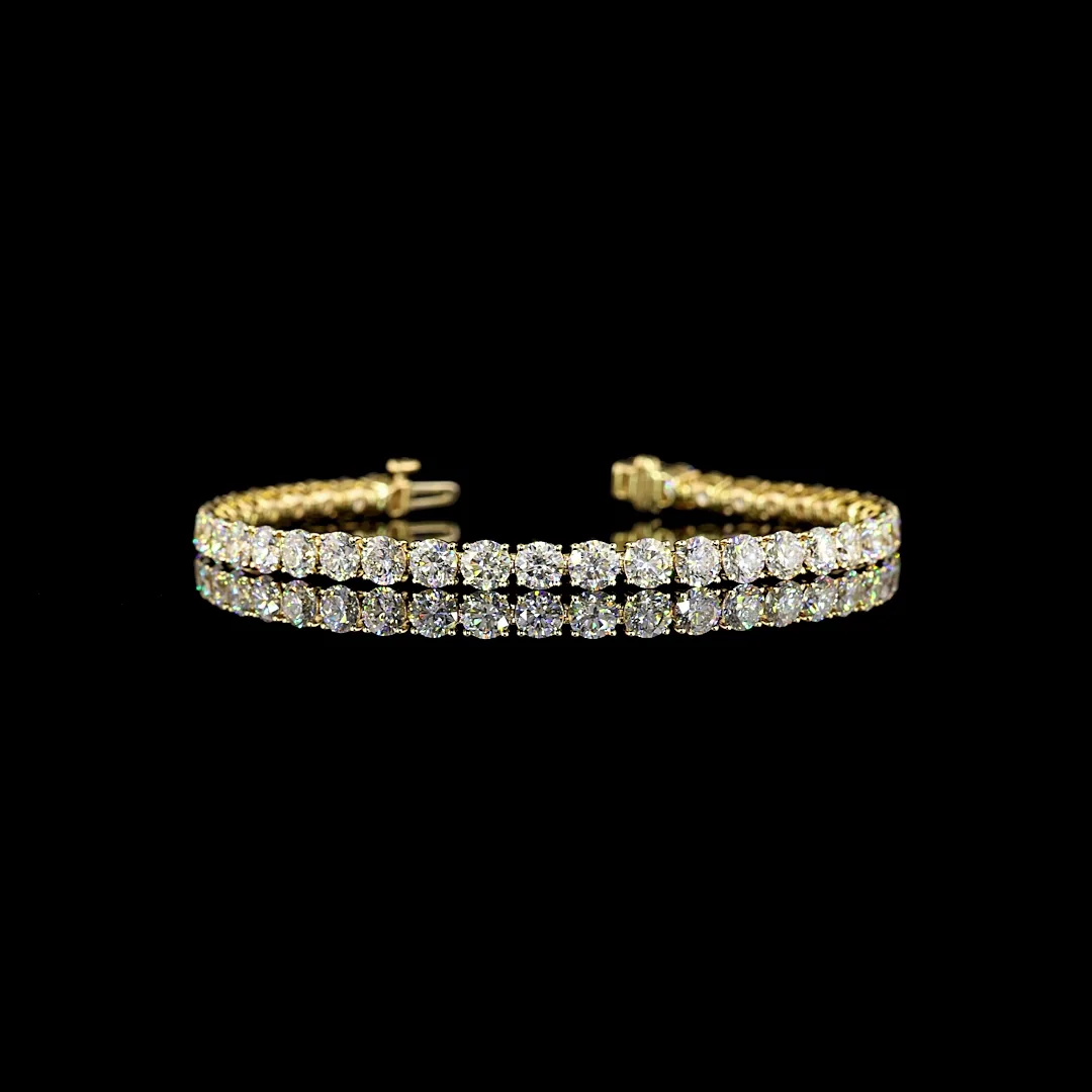 10.39 Cts 14k Yellow Gold Round Shape Tennis Bracelet - Video