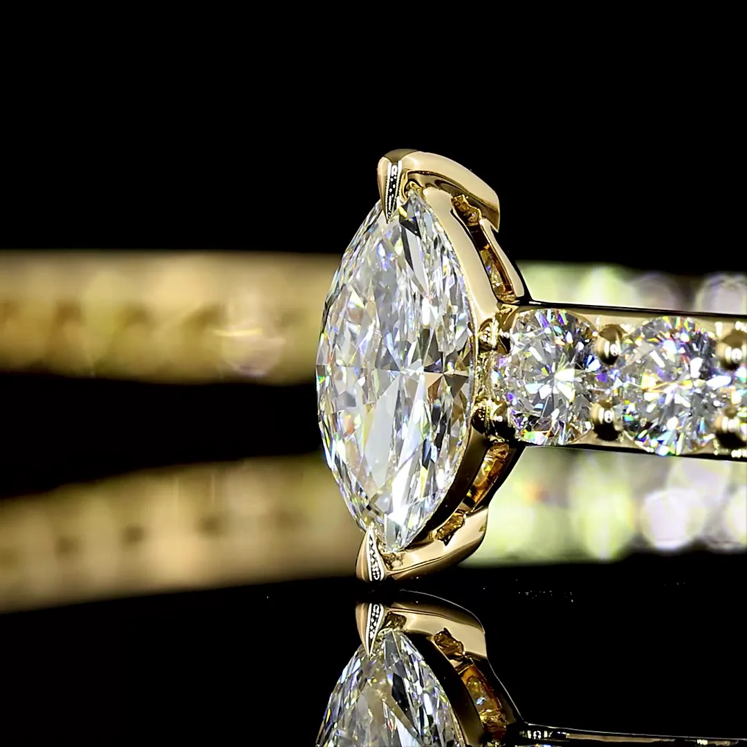 4.33 Cts 14k Yellow Gold Marquise Shape Bangles Bracelet - Image 4