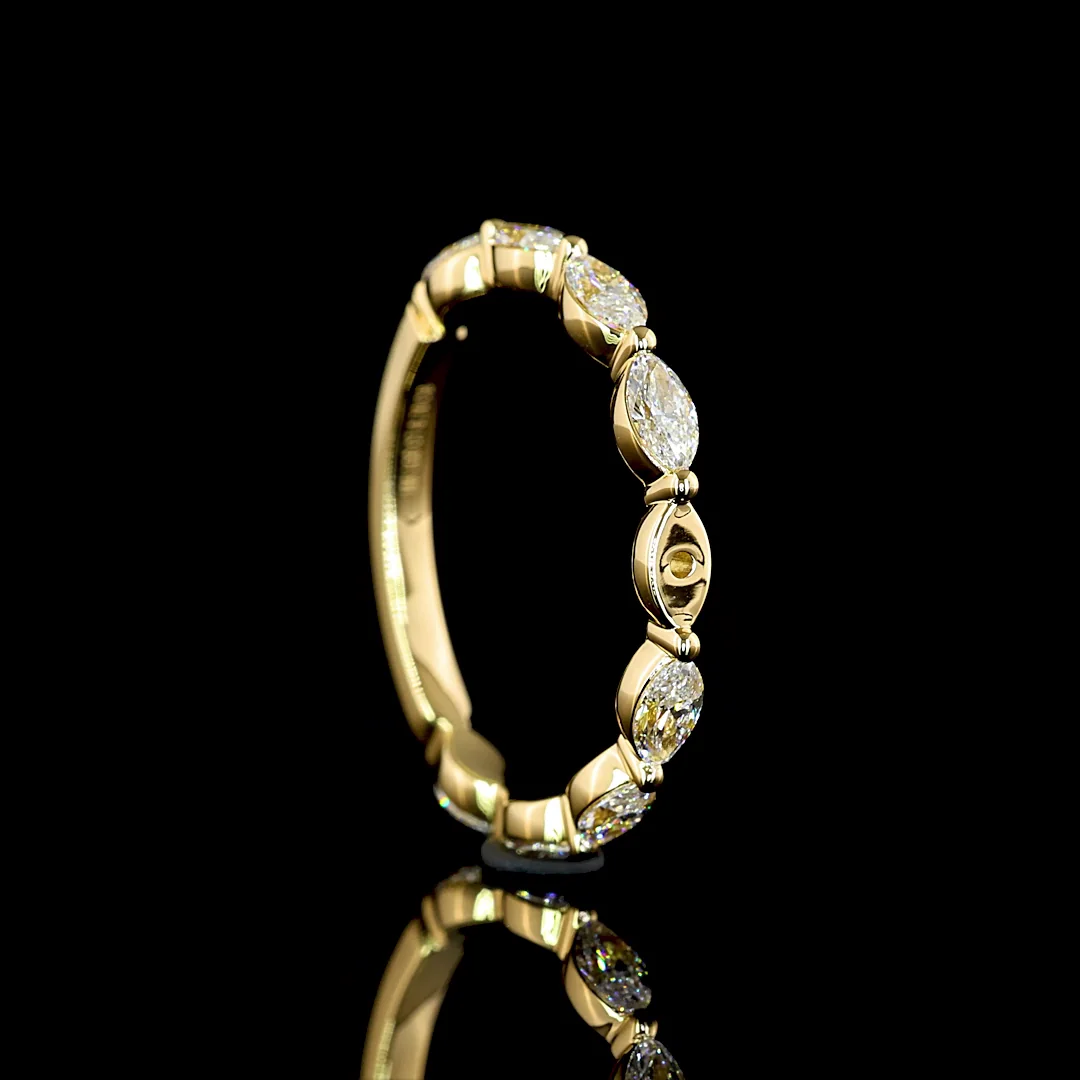 0.71 Cts 18k Yellow Gold Marquise Shape 3/4 Band Eternity Band - Image 2