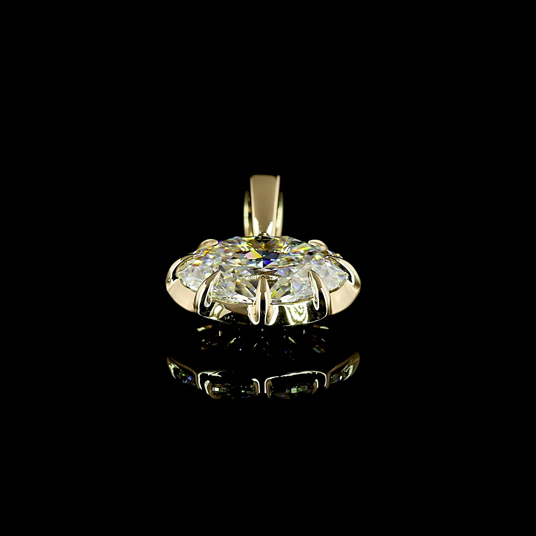 1.56 Cts 14k Yellow Gold Oval Shape Solitaire Pendant - Image 3