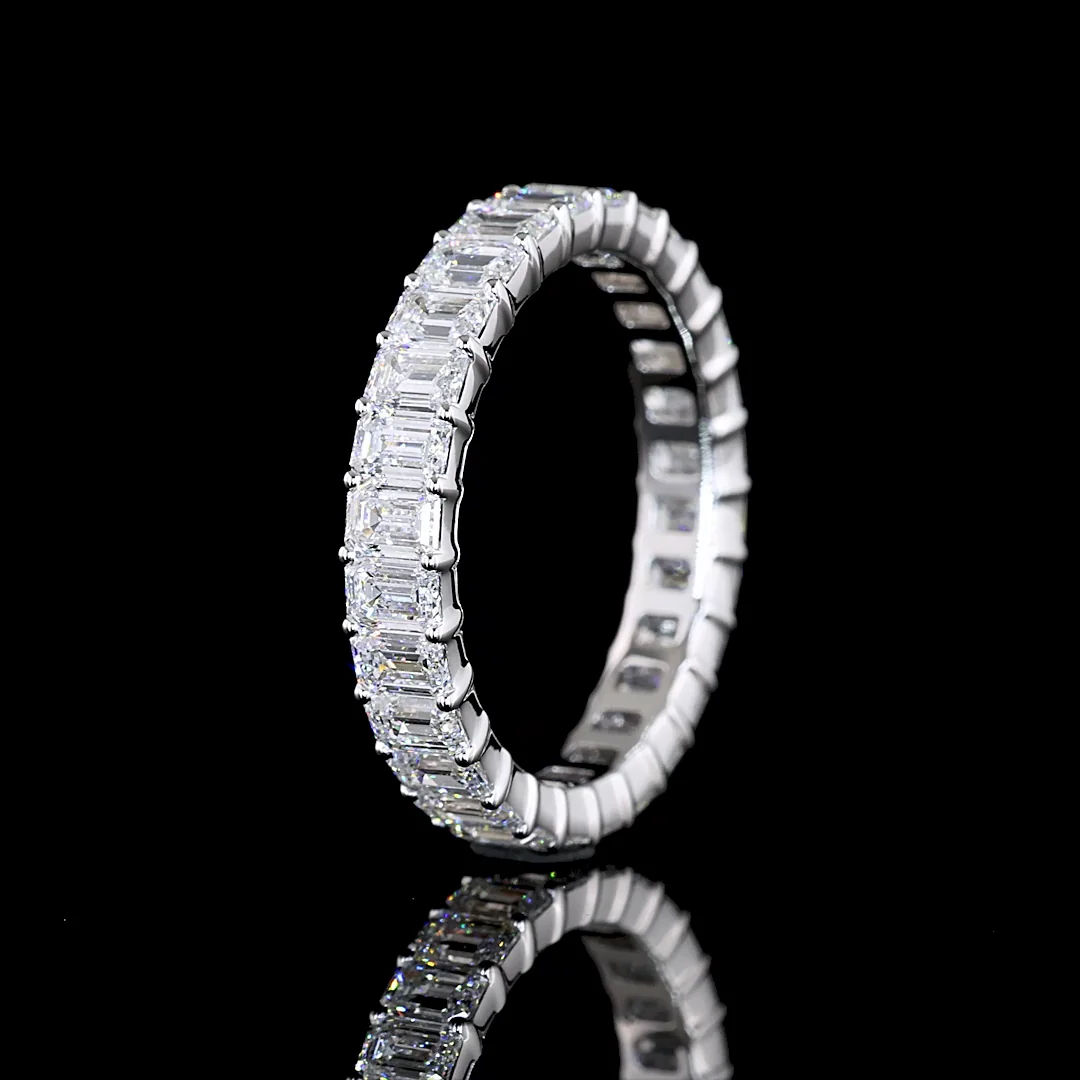 2.51 Cts 14k White Gold Emerald Shape Eternity Band Eternity Band - Image 4