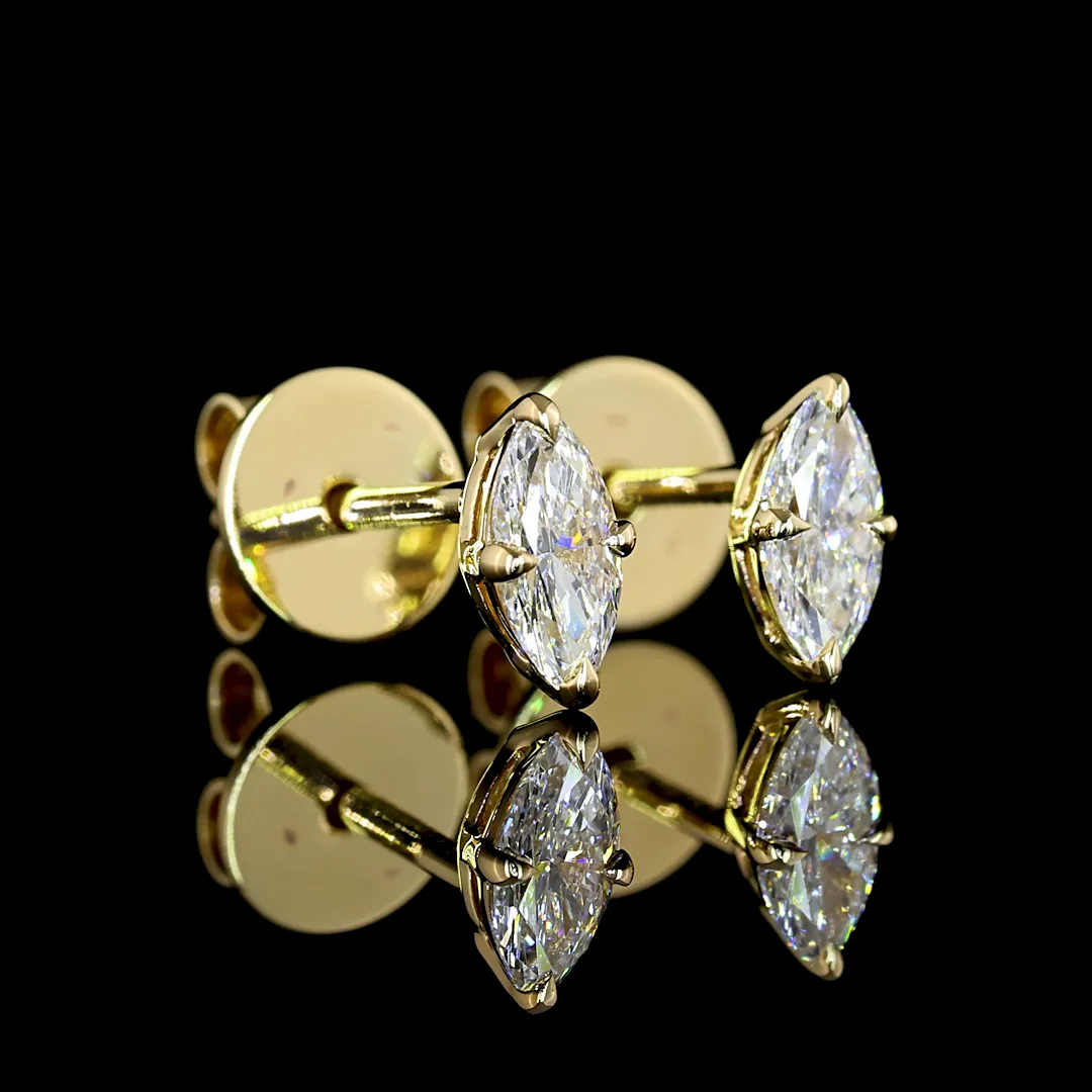 0.35 Cts 14k Yellow Gold Marquise Shape Studs Earring - Video