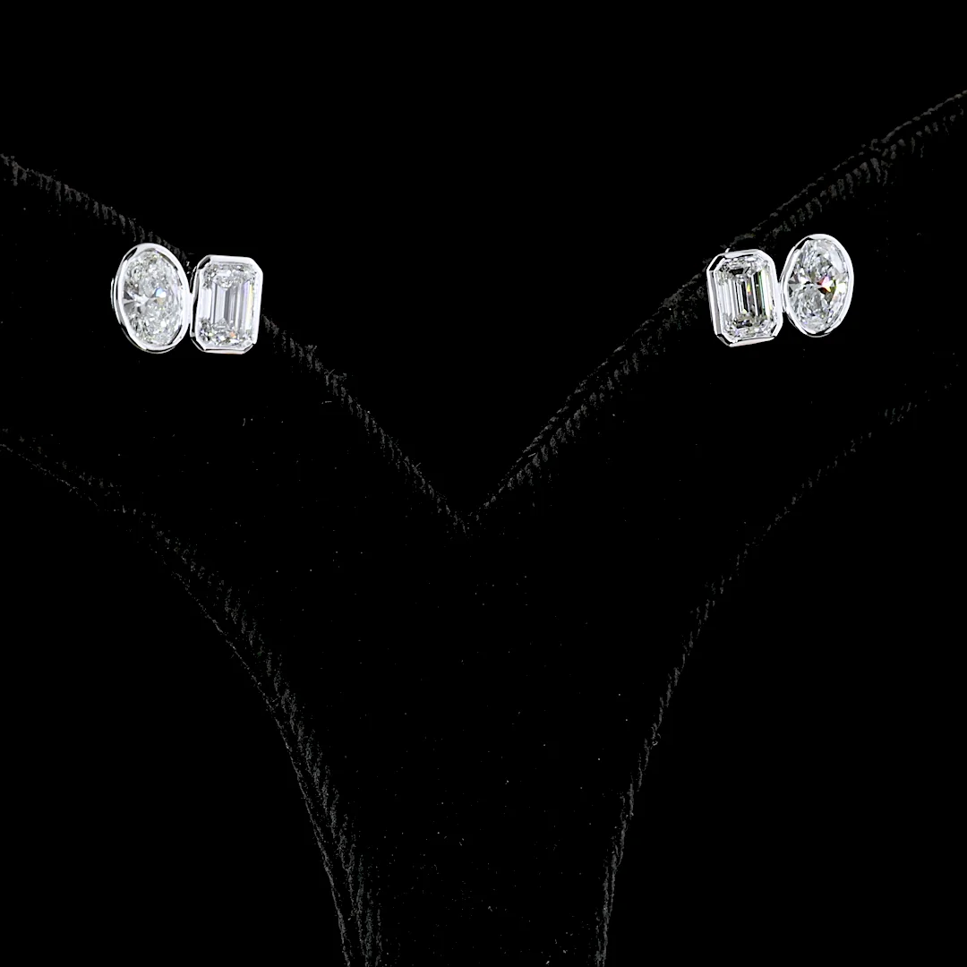 2.05 Cts 14k White Gold Mix Shape Studs Earring - Video