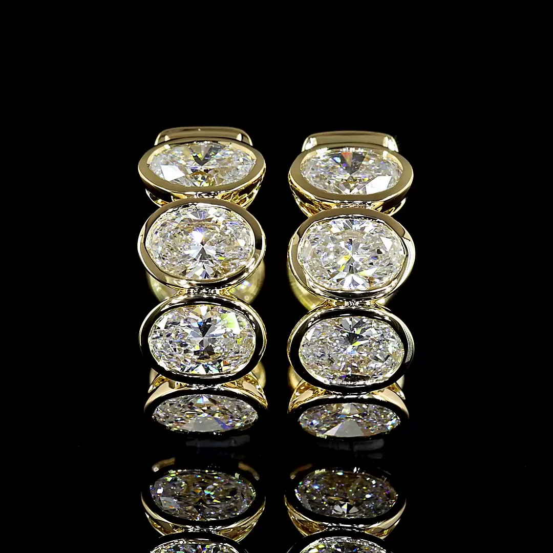 2.77 Cts 14k Yellow Gold Oval Shape Huggies Earring - Image 3