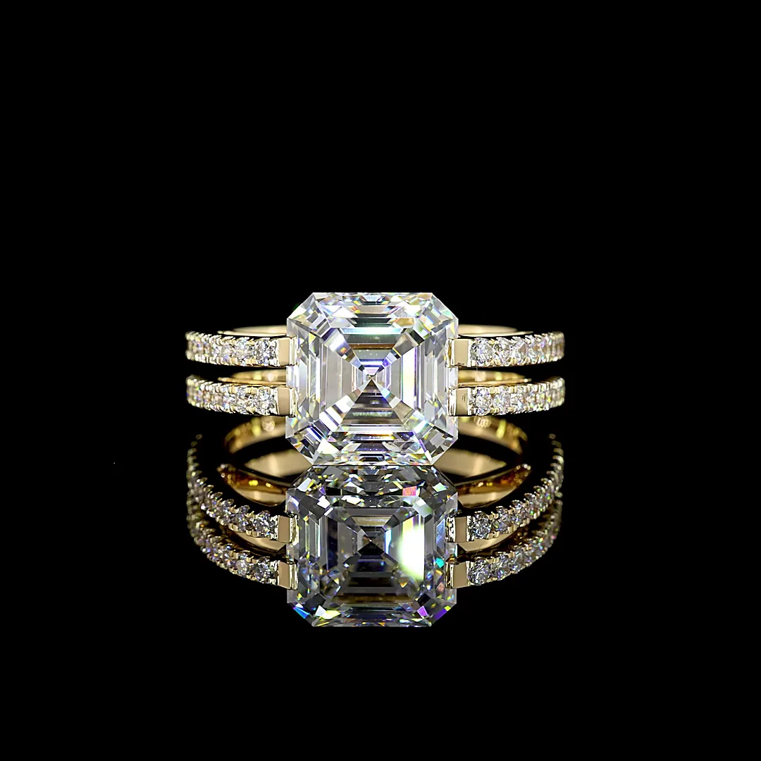 4.5 Cts 14k Yellow Gold Asscher Shape Special Ring - Image 3