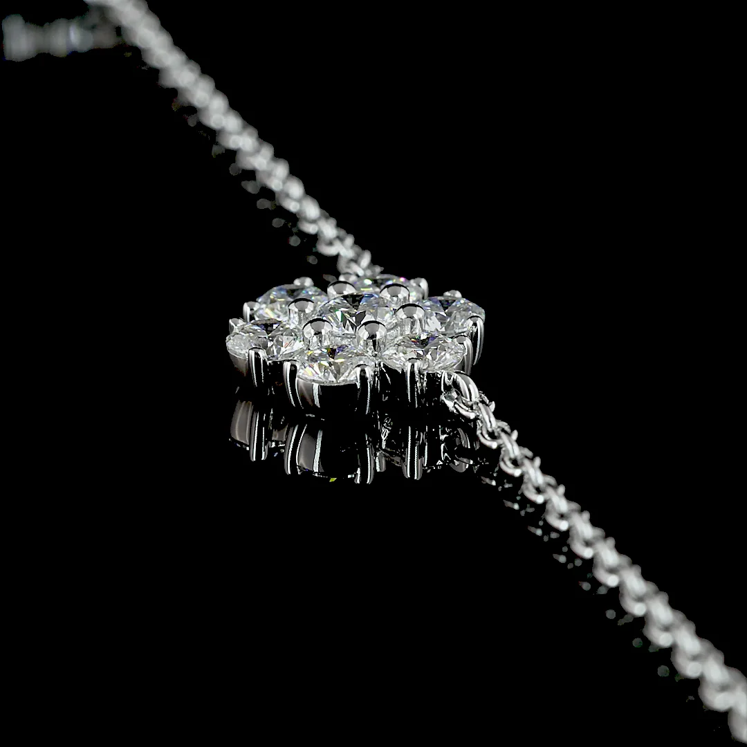 2.98 Cts 18k White Gold Round Shape Station Necklace - Image 2