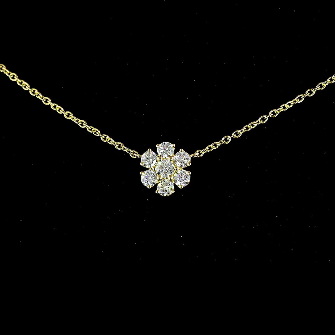 2.94 Cts 18k Yellow Gold Round Shape Station Necklace - Image 3