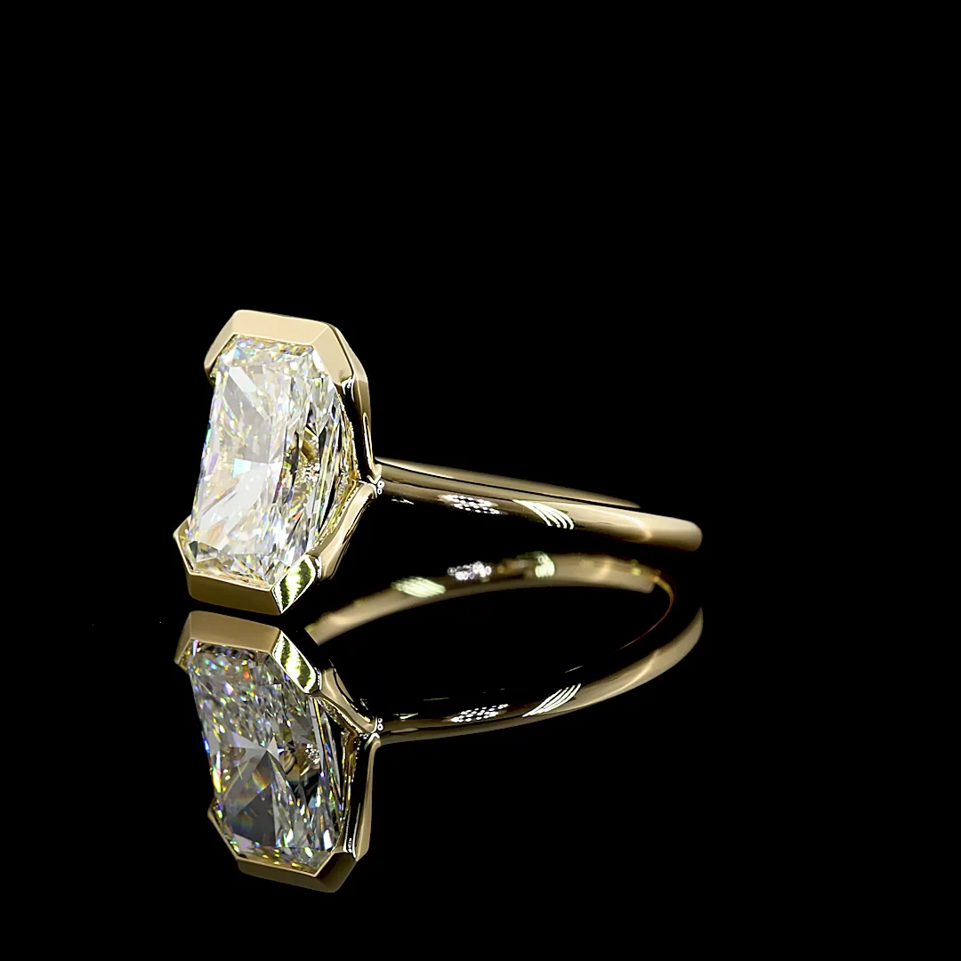 3.02 Cts 14k Yellow Gold Radiant Shape Solitaire Ring - Image 2
