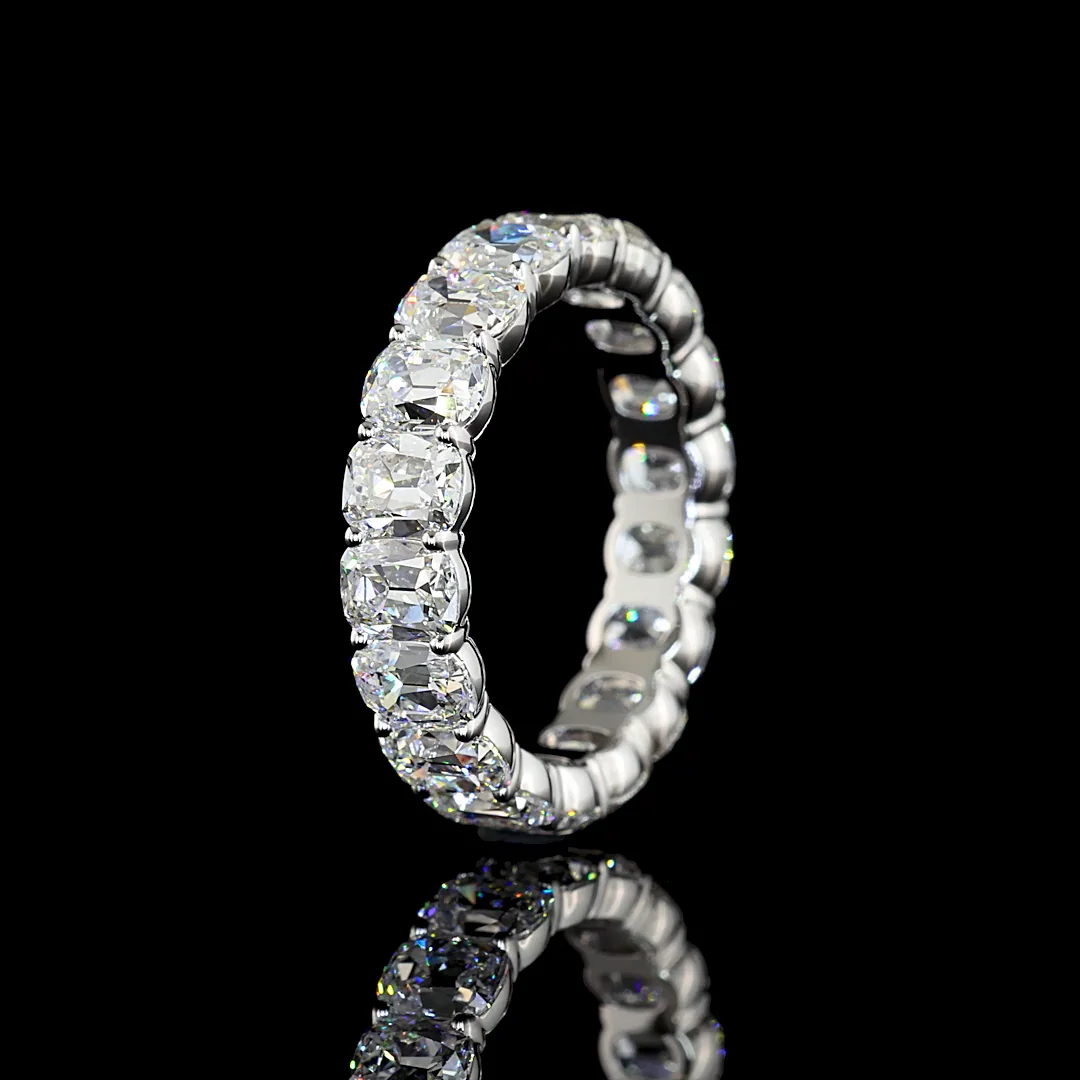 5.71 Cts 14k White Gold Antique Cushion Shape Eternity Band Eternity Band - Image 4
