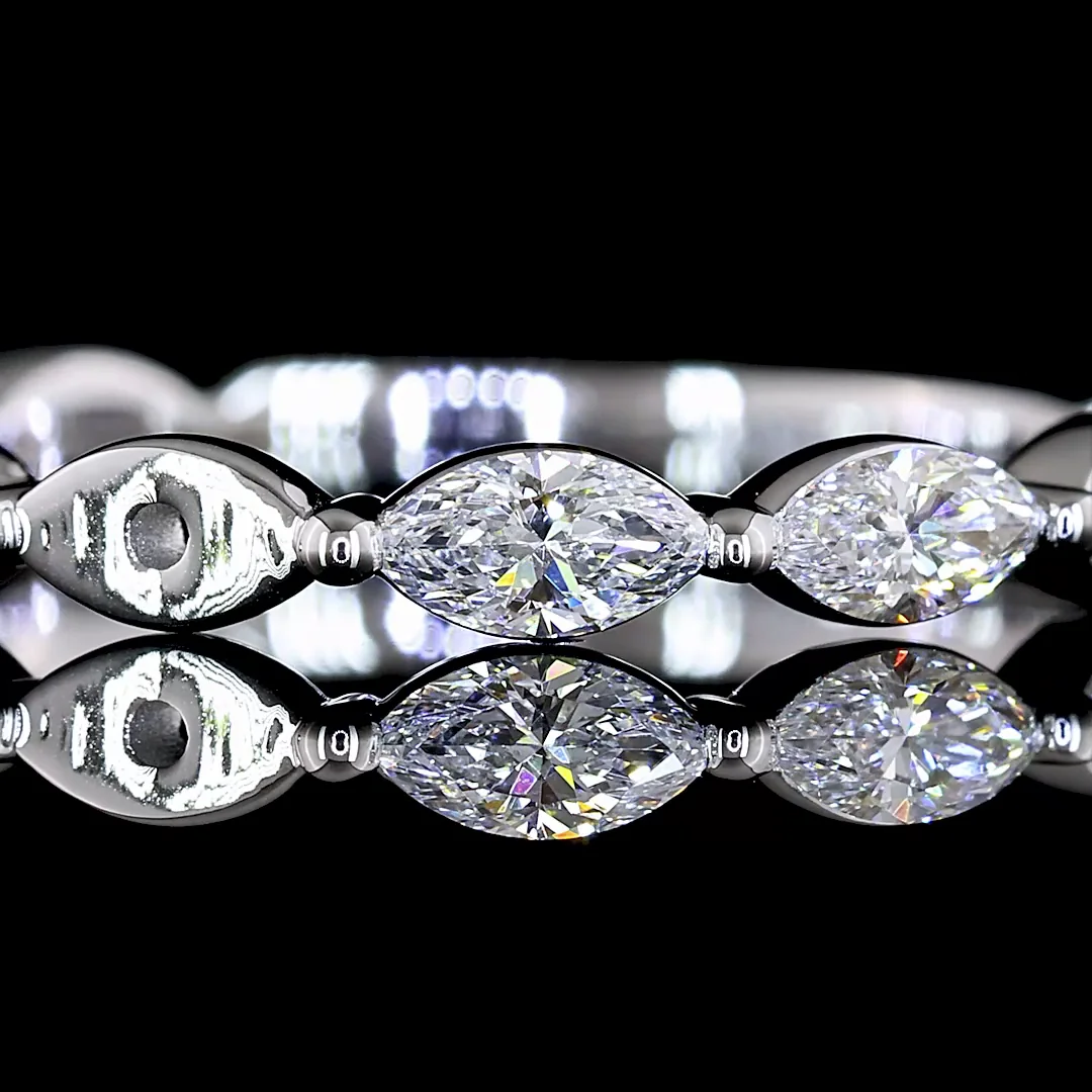 0.7 Cts 18k White Gold Marquise Shape 3/4 Band Eternity Band - Image 3