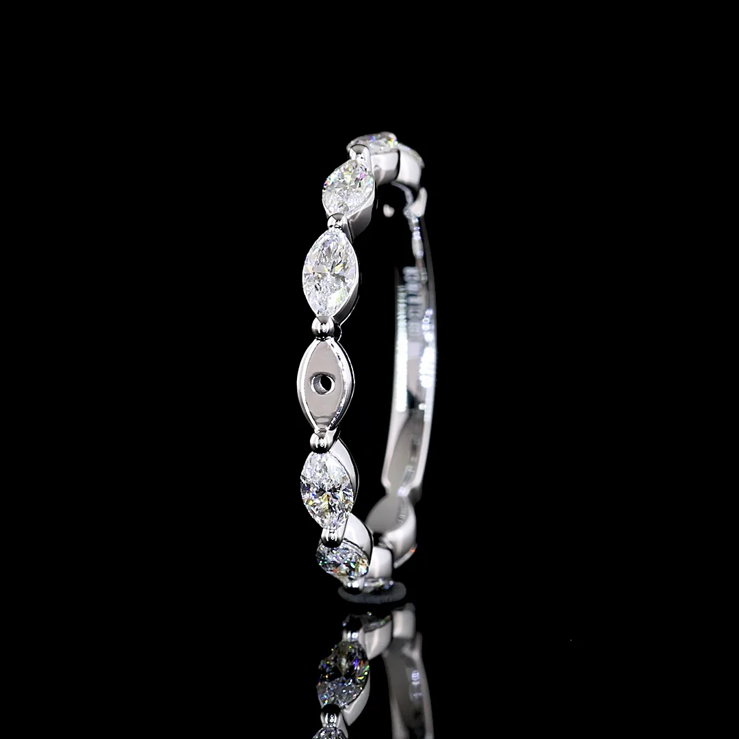 0.7 Cts 18k White Gold Marquise Shape 3/4 Band Eternity Band - Image 4