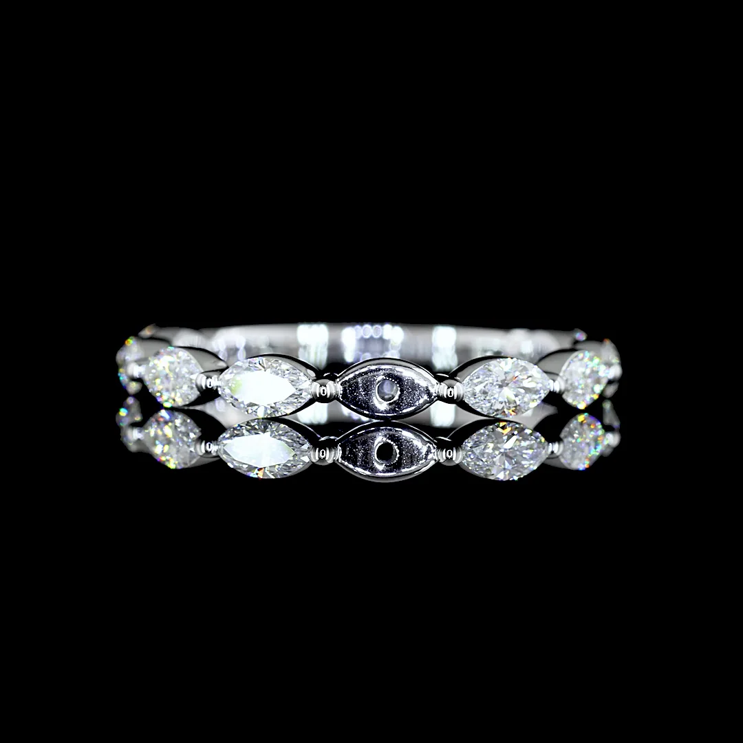 0.7 Cts 18k White Gold Marquise Shape 3/4 Band Eternity Band - Video