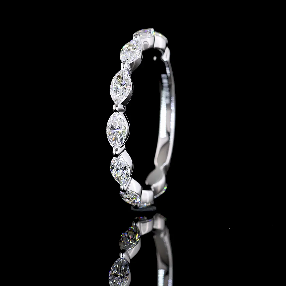 0.8 Cts 18k White Gold Marquise Shape 3/4 Band Eternity Band - Image 4