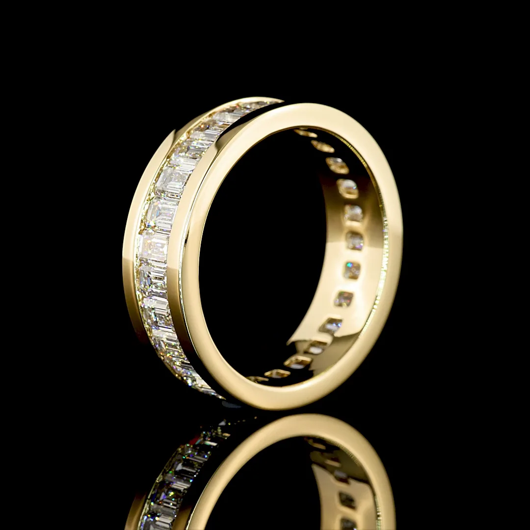 3.93 Cts 14k Yellow Gold Emerald Shape Eternity Band Eternity Band - Image 2