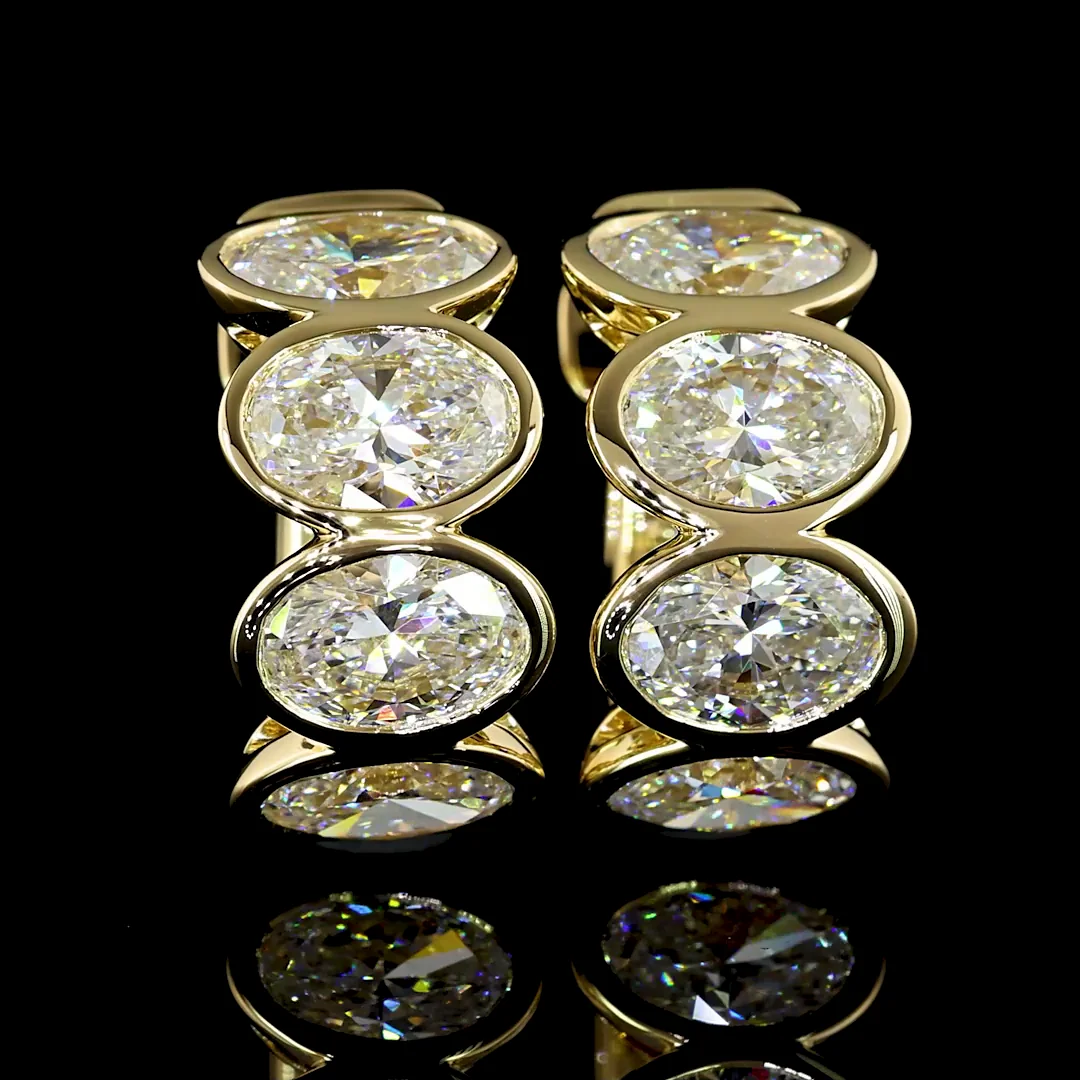 5.02 Cts 14k Yellow Gold Oval Shape Huggies Earring - Image 3