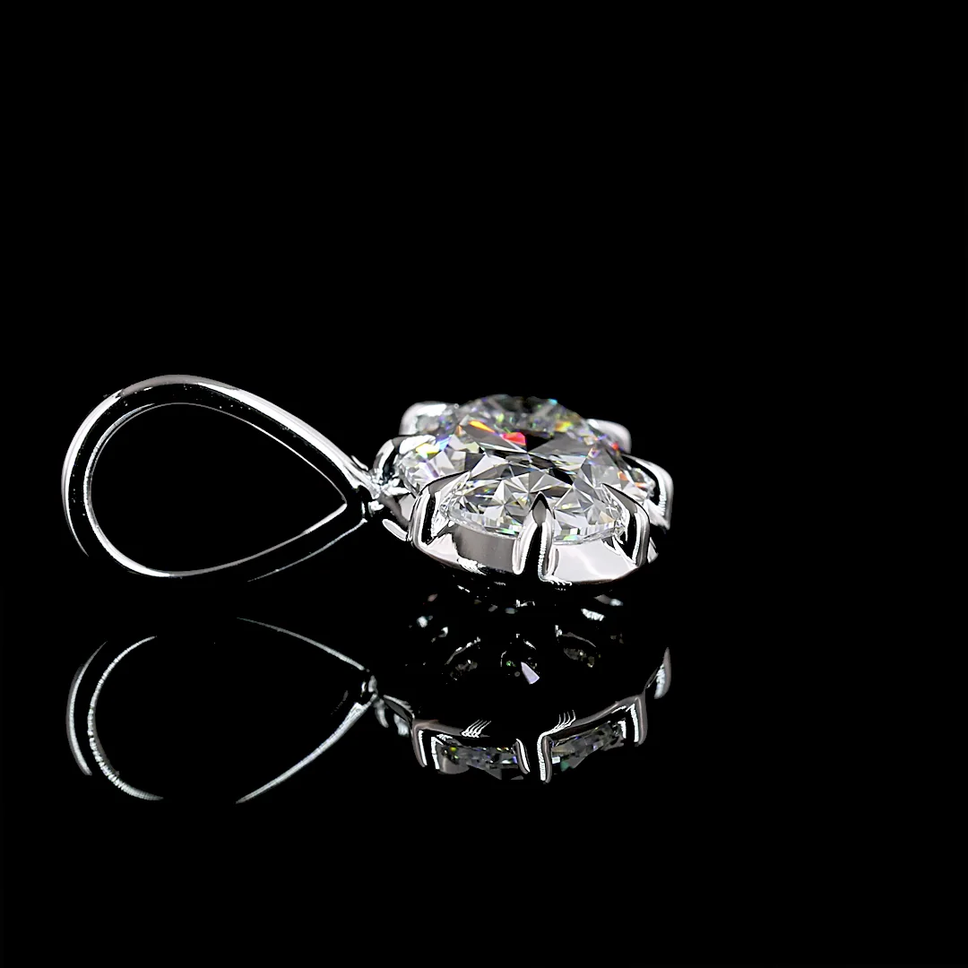 1 Cts 14k White Gold Oval Shape Solitaire Pendant - Image 4