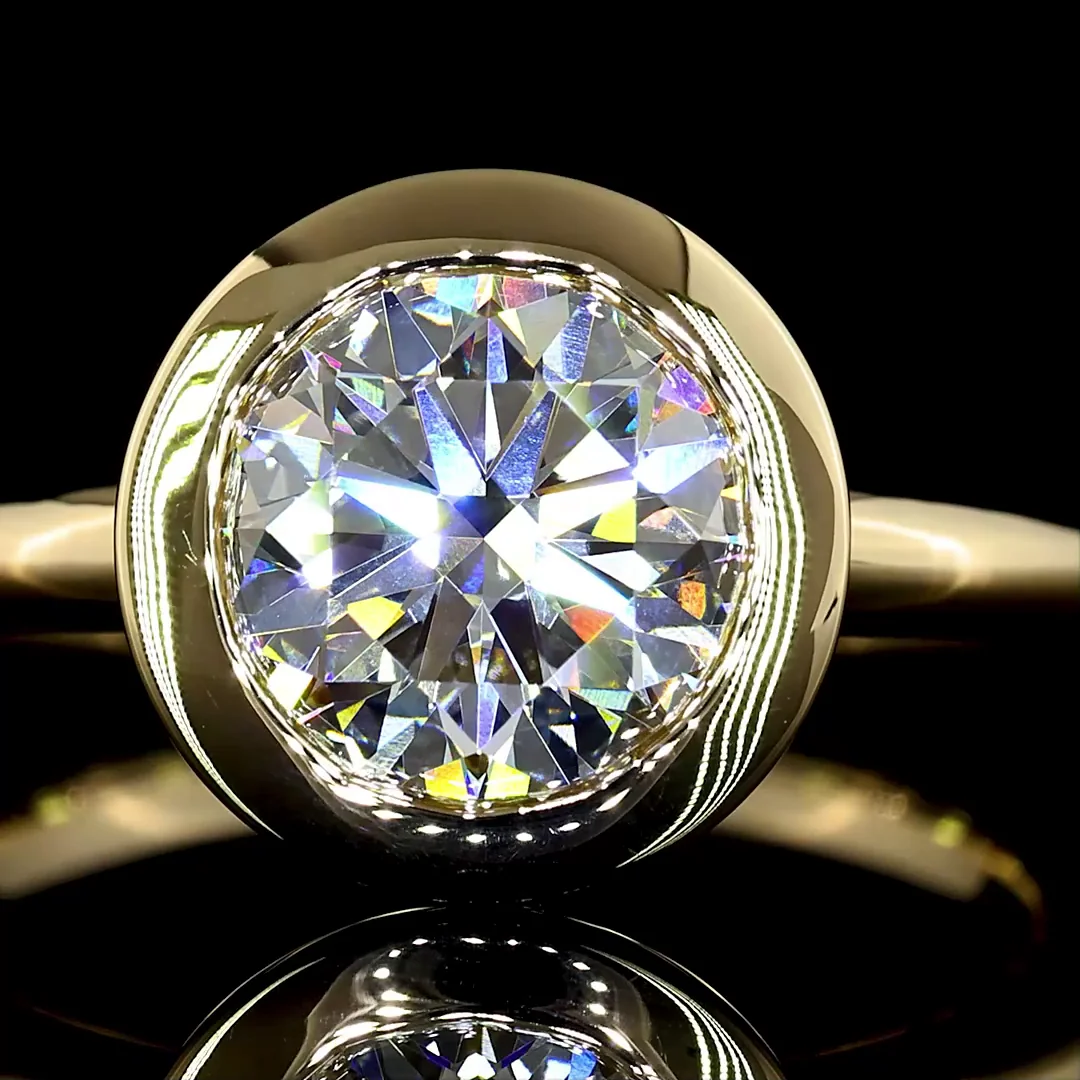 2.53 Cts 14k Yellow Gold Round Shape Hidden Halo Ring - Image 3