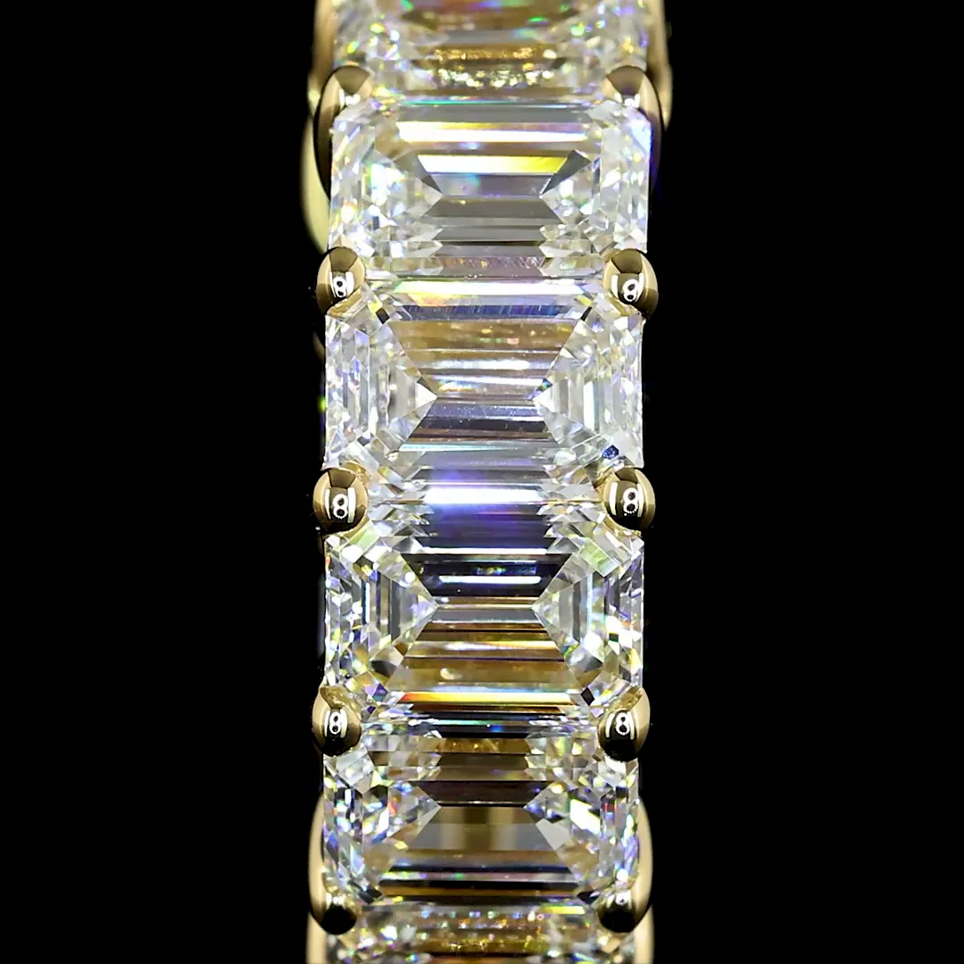 4.18 Cts 14k Yellow Gold Emerald Shape Huggies Earring - Image 2