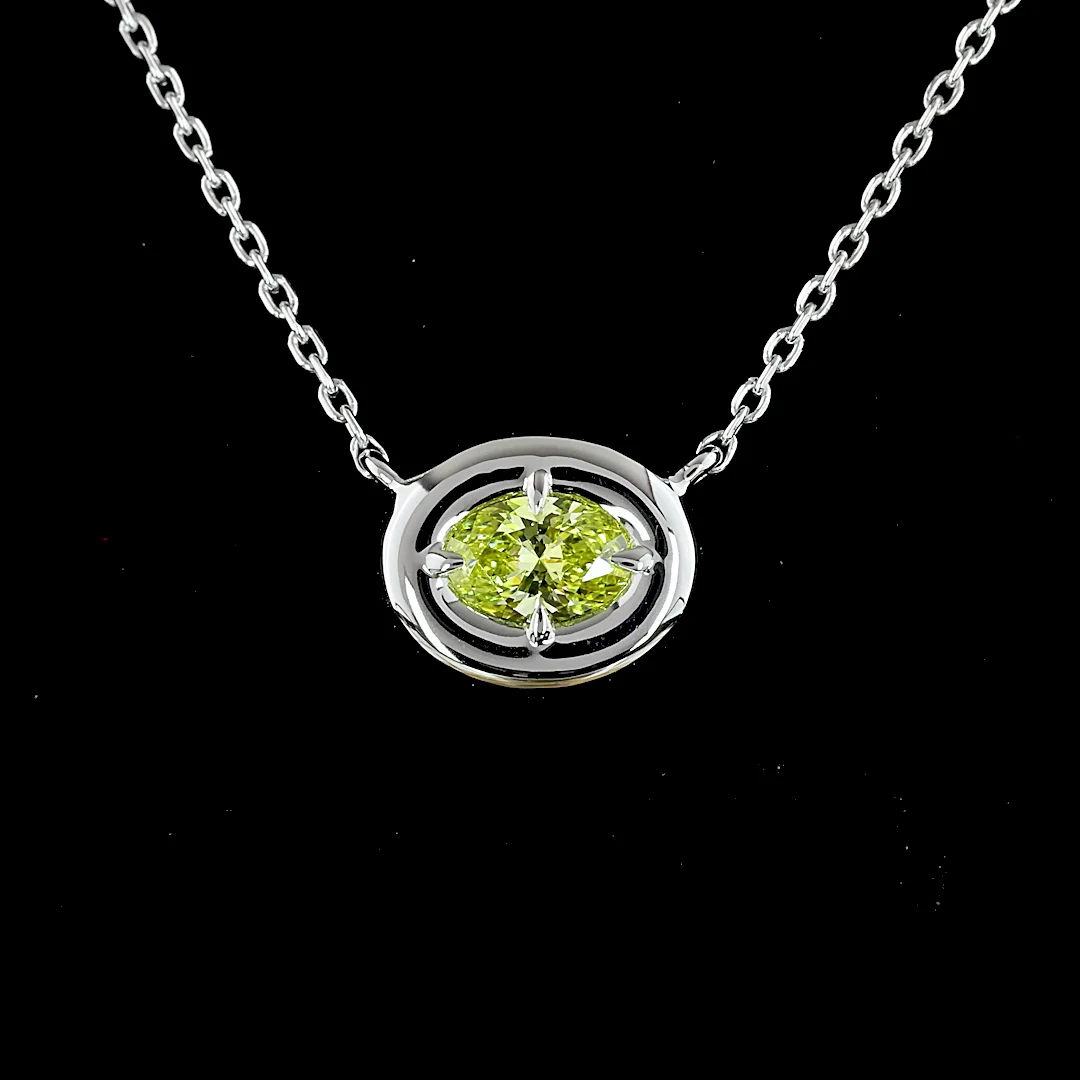 0.28 Cts 14k White Gold Oval Shape Solitaire Necklace - Image 3