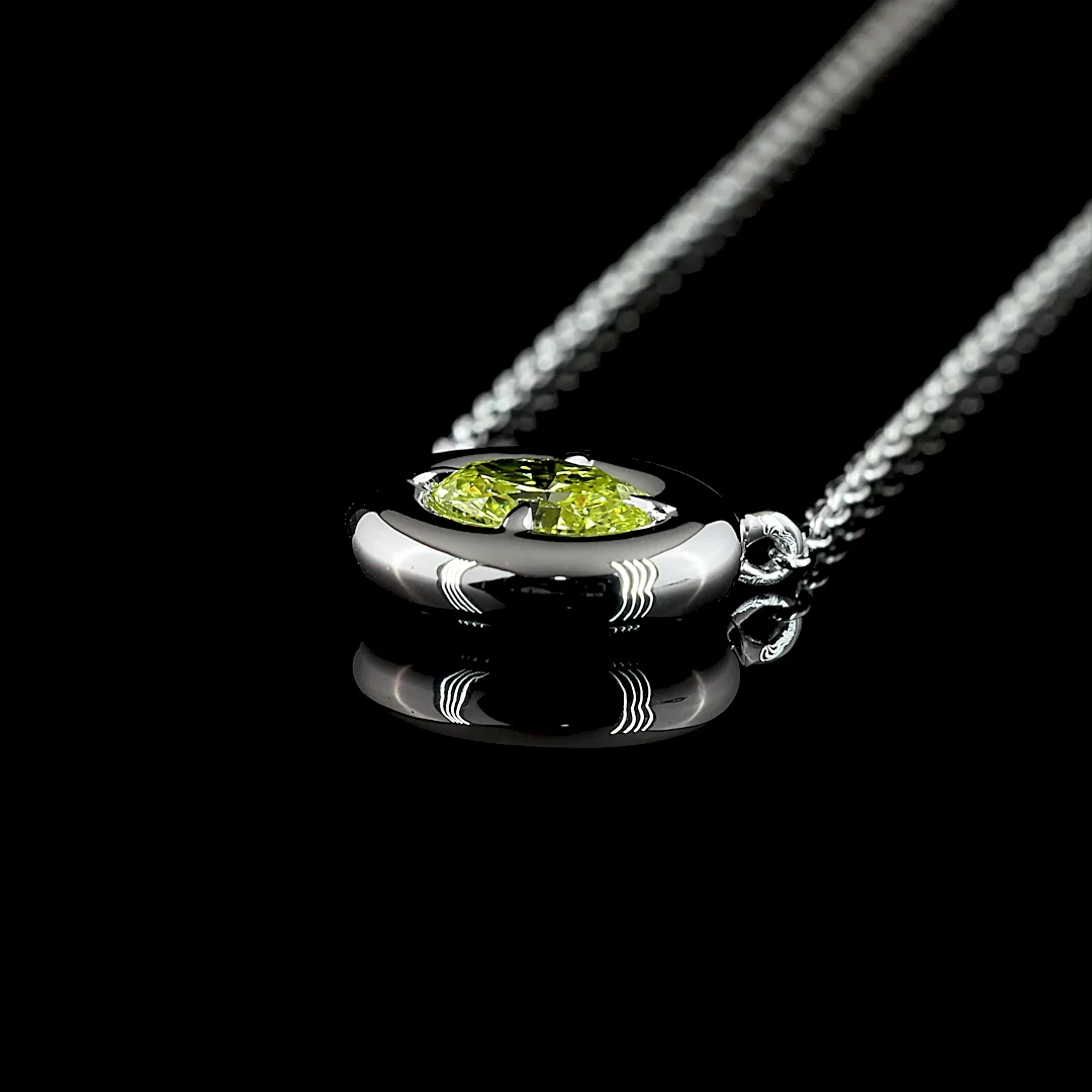 0.28 Cts 14k White Gold Oval Shape Solitaire Necklace - Image 4