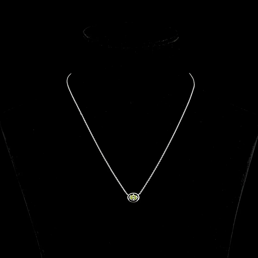 0.28 Cts 14k White Gold Oval Shape Solitaire Necklace - Video